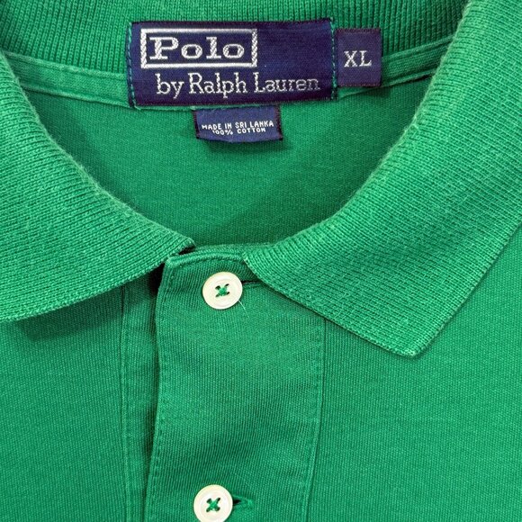 Polo Ralph Lauren Mens XL Long Sleeve Polo Shirt Green Embroidered Logo Cotton - Picture 3 of 5
